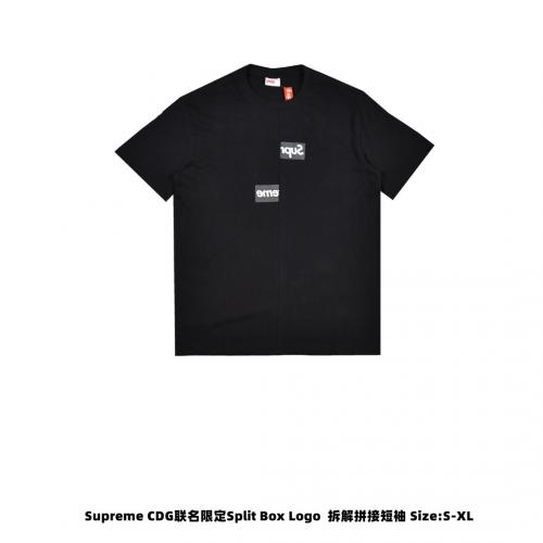 2色口コミ夏物Supreme シュプリーム&CDG Split Box Logo 半袖Tシャツ 実物の写真 N品スーパーコピー服代引き対応国内発送後払い安全必ず届く信用できるサイト