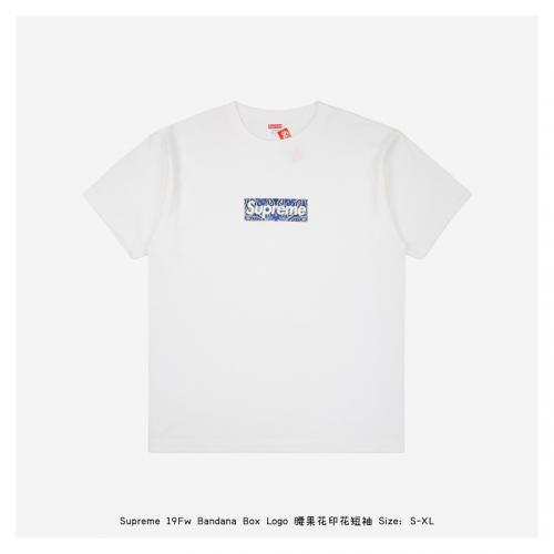 2色口コミ夏物Supreme シュプリーム 19FW Bandana Box Logo Tee半袖Tシャツ 実物の写真 N品スーパーコピー服代引き対応国内発送後払い安全必ず届く信用できるサイト