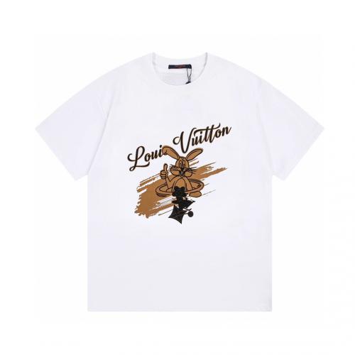 ルイヴィトン 激安 サマー 半袖 Ｔシャツ コットン 恋人 2302LDJ95-LV2347