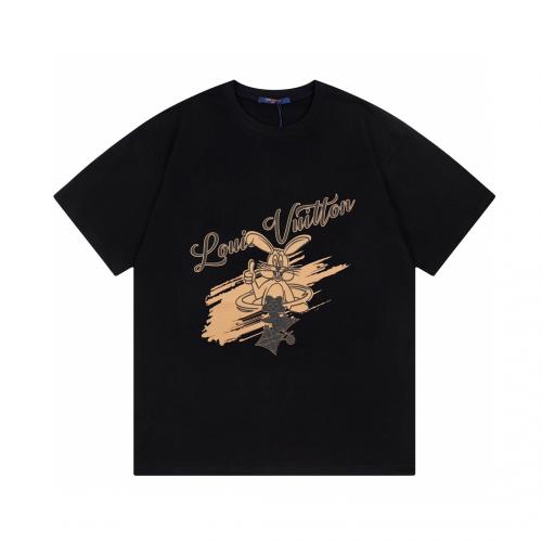 ルイヴィトン 人気ブランド サマー 半袖 Ｔシャツ コットン 恋人 2302LDJ95-LV2348