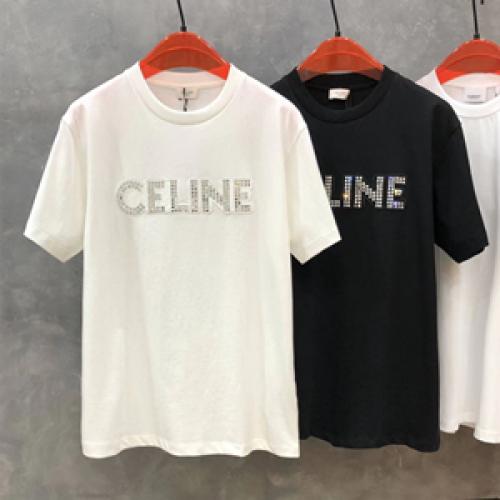 CELINE セリーヌ 半袖Tシャツ偽物 ピカピカ きれいめ大人スタイルサイズ感 スタイリッシュでおしゃれ