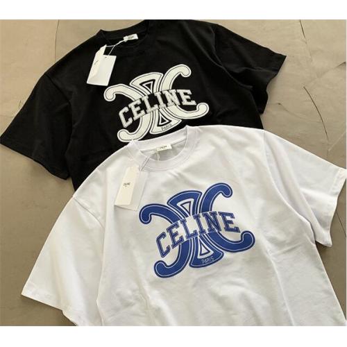 2023ss CELINE 注目度を高める 半袖Tシャツ ダブルCプリント セリーヌ 高級感 柔らかな手触り 旬の着