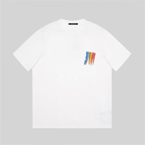 今年の春のトレンド ヴィトン 偽物 Tシャツ LOUIS VUITTON ジャカ一ド 虹 ロゴプリント