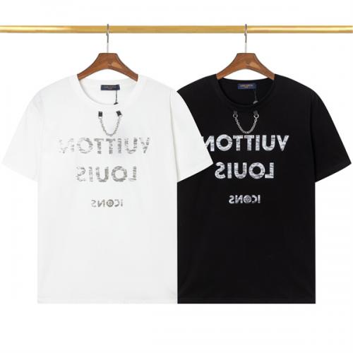 23ss新作 LOUIS VUITTON コピー Tシャツ ルイヴィト 反転ロゴ チェーン装飾